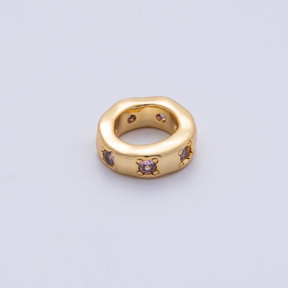 18K Gold Filled 11mm Personalized Birthstone CZ Rondelle Spacer Bead | Beads - 00125 ~ Beads - 00137 - DLUXCA