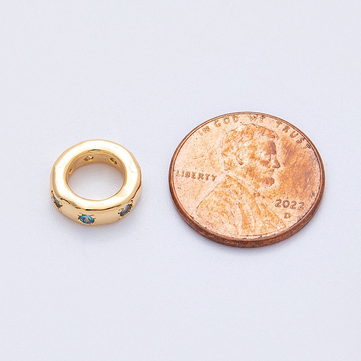 18K Gold Filled 11mm Personalized Birthstone CZ Rondelle Spacer Bead | Beads - 00125 ~ Beads - 00137 - DLUXCA