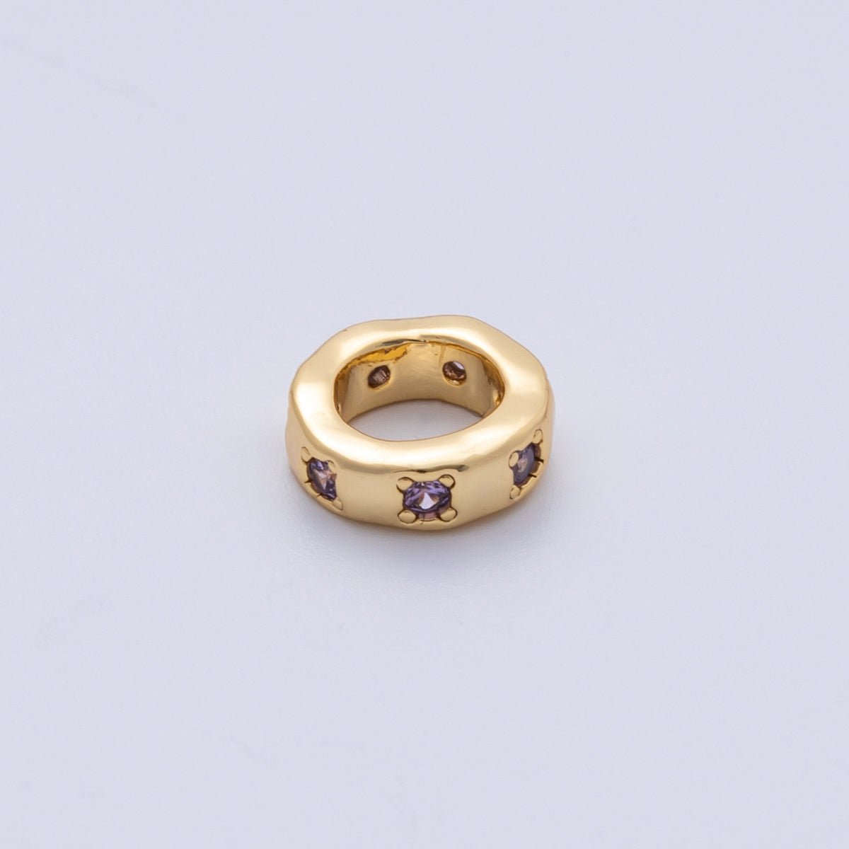 18K Gold Filled 11mm Personalized Birthstone CZ Rondelle Spacer Bead | Beads - 00125 ~ Beads - 00137 - DLUXCA