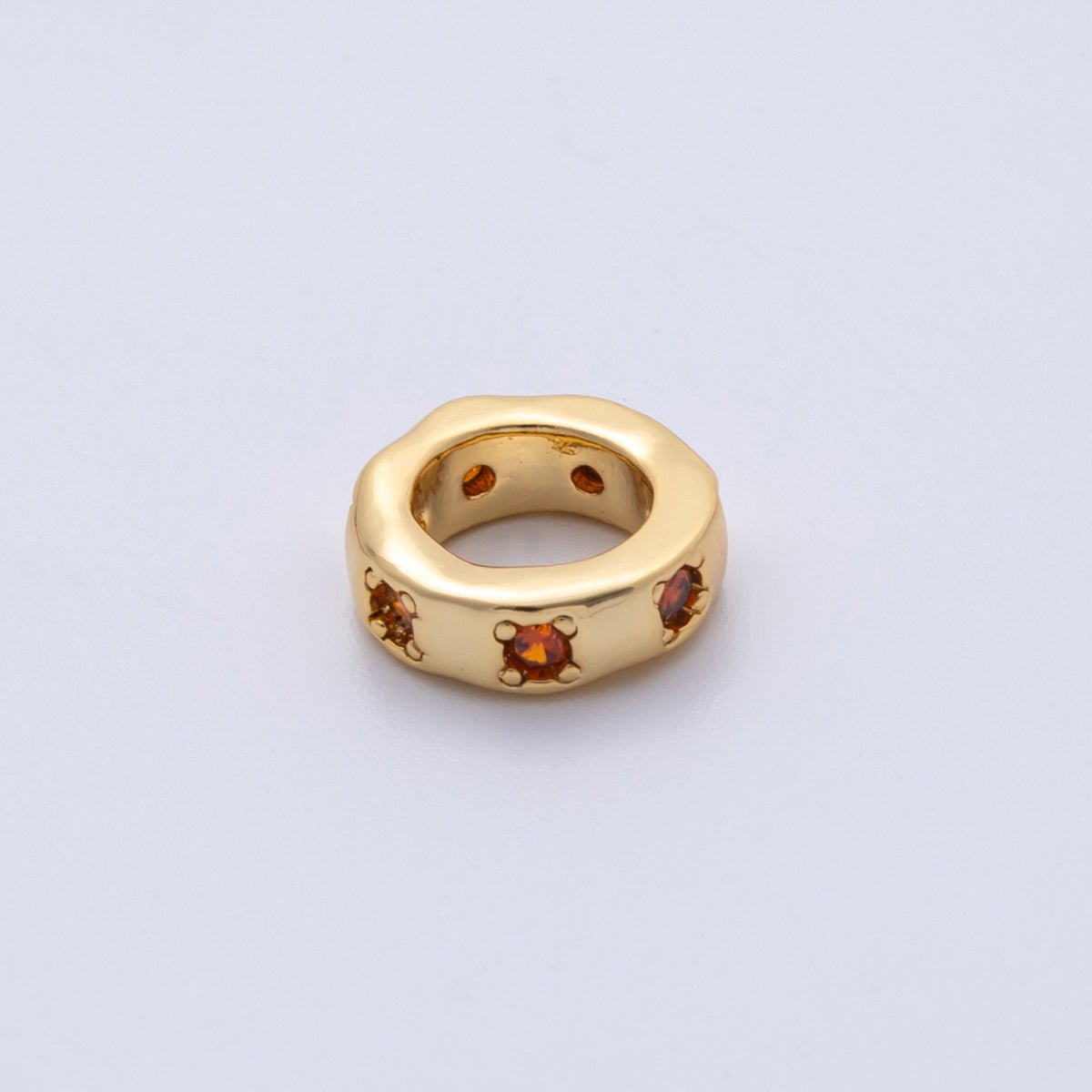 18K Gold Filled 11mm Personalized Birthstone CZ Rondelle Spacer Bead | Beads - 00125 ~ Beads - 00137 - DLUXCA