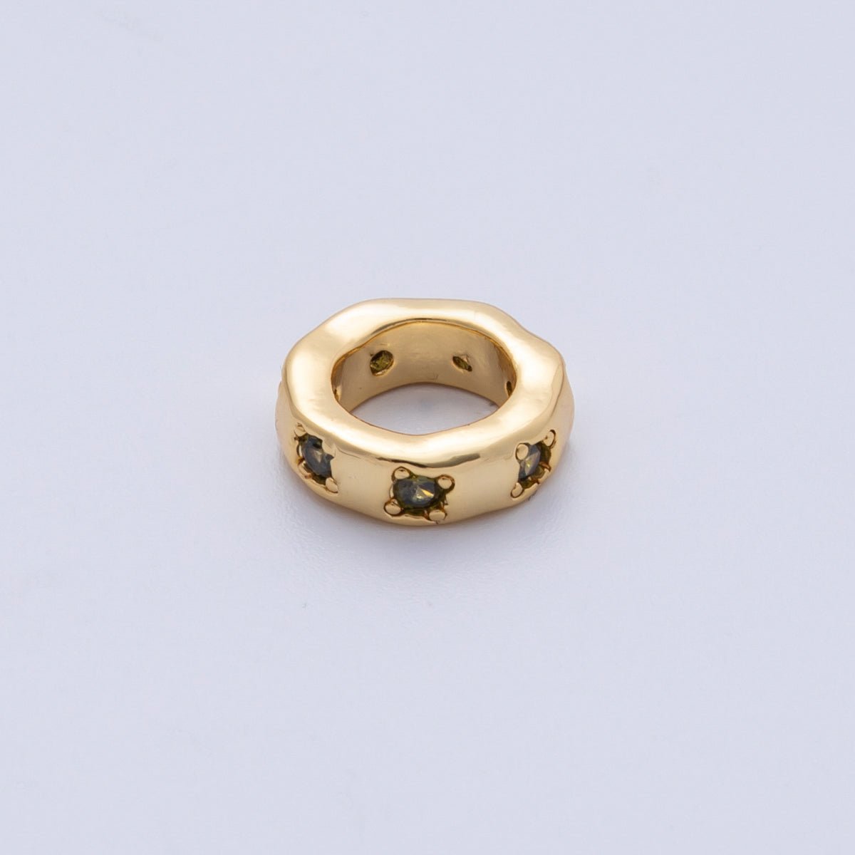 18K Gold Filled 11mm Personalized Birthstone CZ Rondelle Spacer Bead | Beads - 00125 ~ Beads - 00137 - DLUXCA