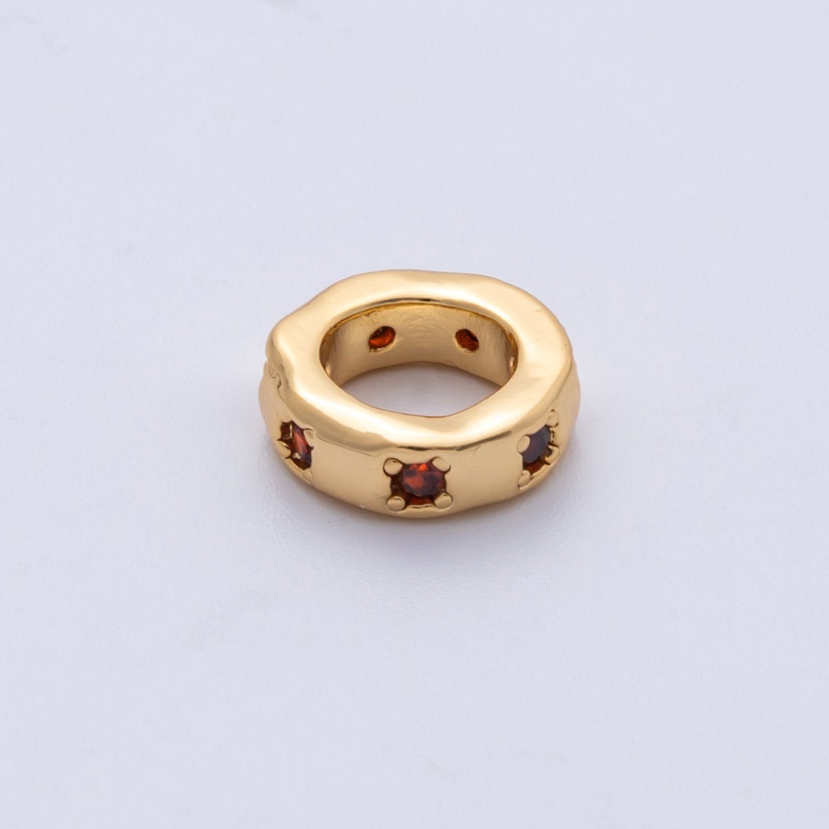 18K Gold Filled 11mm Personalized Birthstone CZ Rondelle Spacer Bead | Beads - 00125 ~ Beads - 00137 - DLUXCA
