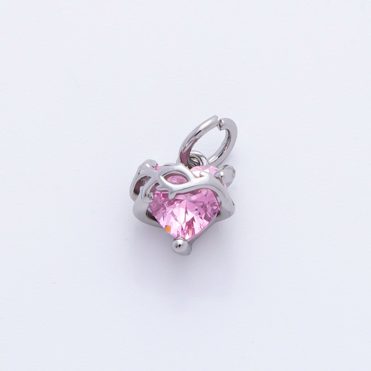 18K Gold Filled 11mm Pink, Red, & Clear Heart CZ Vine Wrapped Love Pendant in Gold & Silver | AH - 937 - AH - 939 - DLUXCA