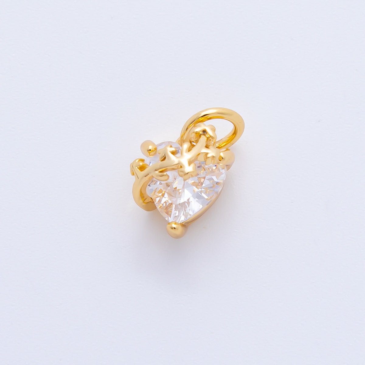 18K Gold Filled 11mm Pink, Red, & Clear Heart CZ Vine Wrapped Love Pendant in Gold & Silver | AH - 937 - AH - 939 - DLUXCA