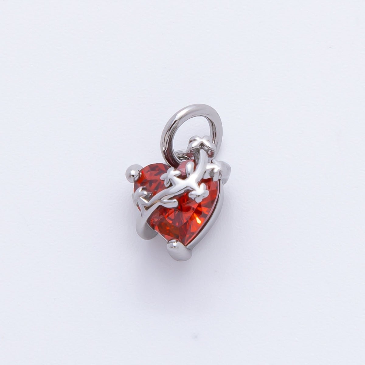 18K Gold Filled 11mm Pink, Red, & Clear Heart CZ Vine Wrapped Love Pendant in Gold & Silver | AH - 937 - AH - 939 - DLUXCA
