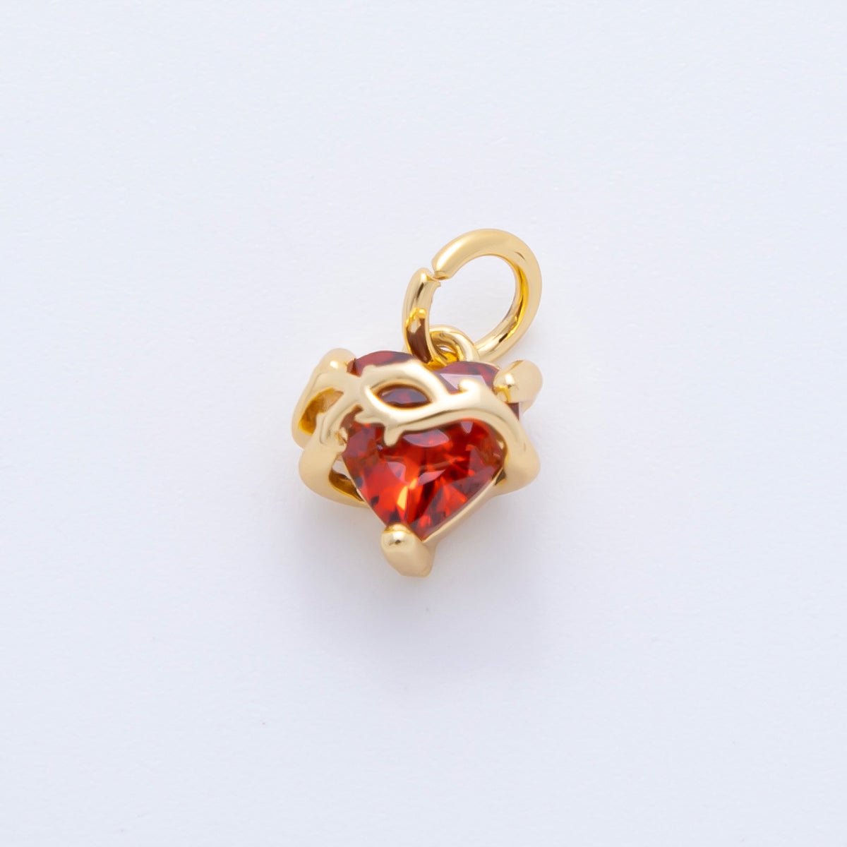 18K Gold Filled 11mm Pink, Red, & Clear Heart CZ Vine Wrapped Love Pendant in Gold & Silver | AH - 937 - AH - 939 - DLUXCA
