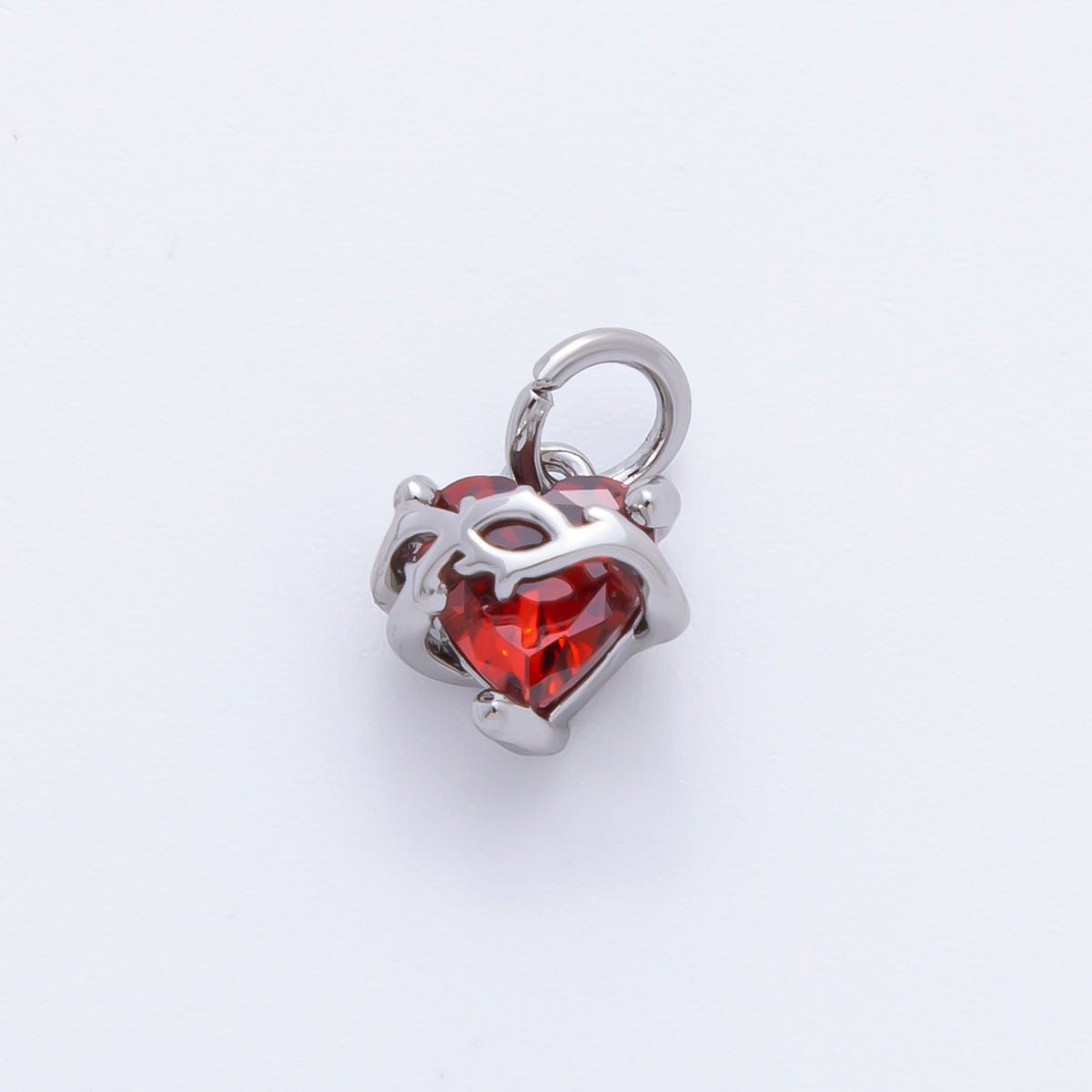 18K Gold Filled 11mm Pink, Red, & Clear Heart CZ Vine Wrapped Love Pendant in Gold & Silver | AH - 937 - AH - 939 - DLUXCA