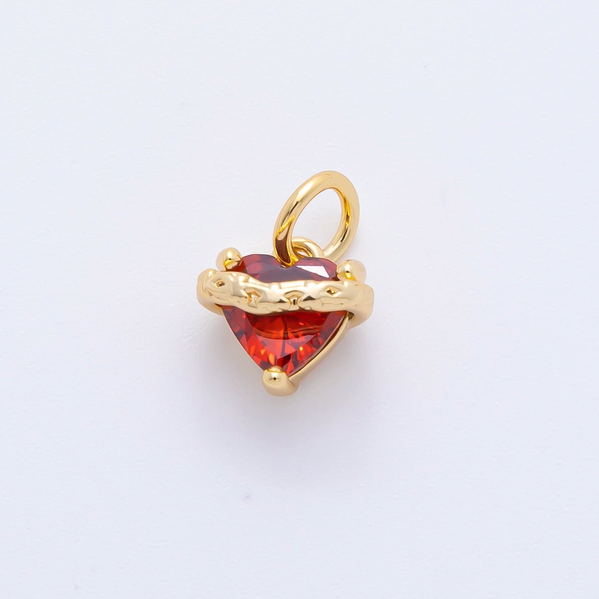18K Gold Filled 11mm Pink, Red, & Clear Heart CZ Vine Wrapped Love Pendant in Gold & Silver | AH - 937 - AH - 939 - DLUXCA
