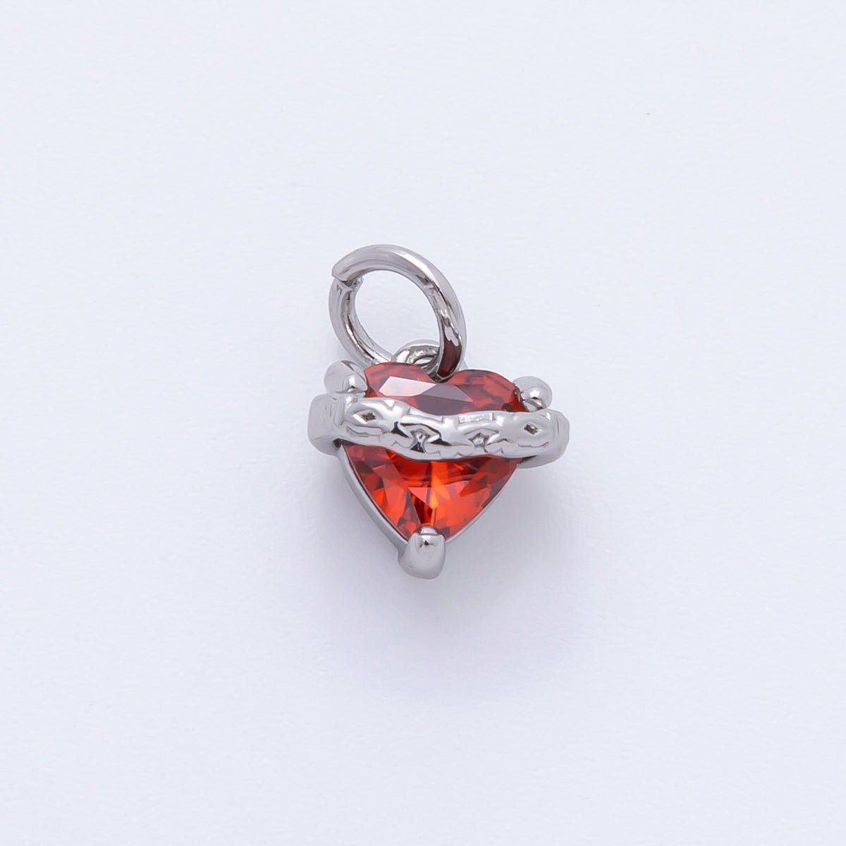 18K Gold Filled 11mm Pink, Red, & Clear Heart CZ Vine Wrapped Love Pendant in Gold & Silver | AH - 937 - AH - 939 - DLUXCA