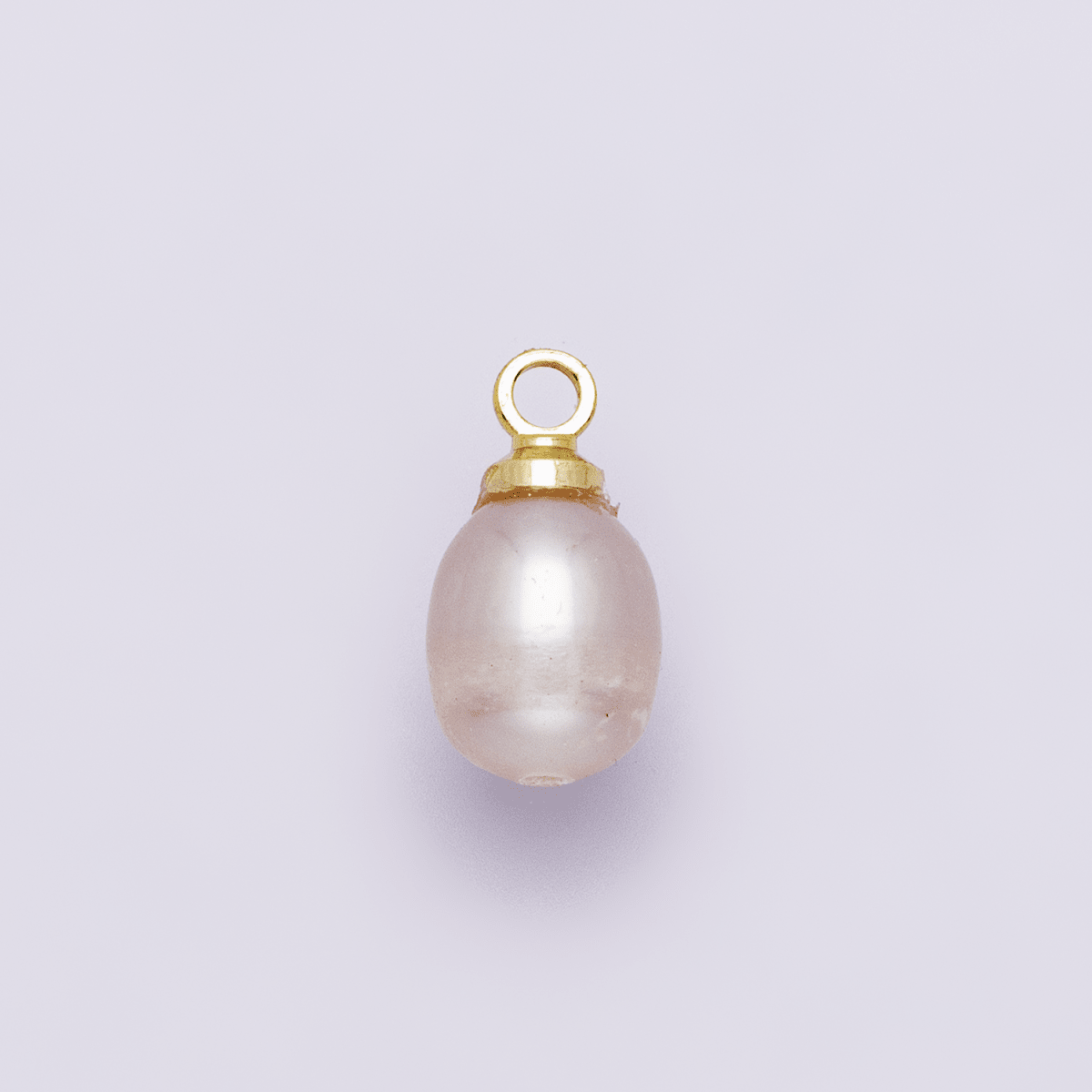18K Gold Filled 11mm Pink Ringed Freshwater Pearl Oval Charm | P1956 - DLUXCA