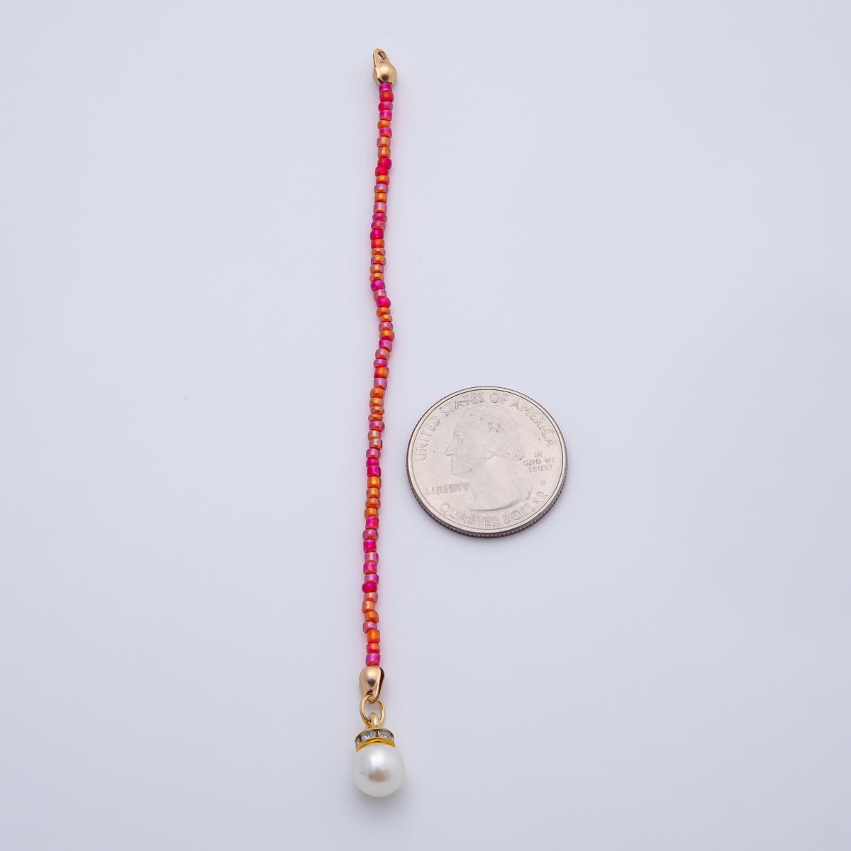 18K Gold Filled 123mm Shell Pearl Pink Red Gemstone Crimp Drop Finding | Z1396 - DLUXCA