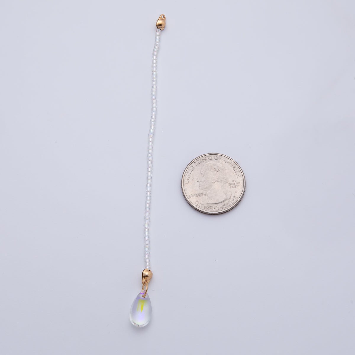 18K Gold Filled 123mm White, Black, Clear, Peach Iridescent AB Gemstone Drop Crimp Finding | Z1397 ~ Z1400 - DLUXCA