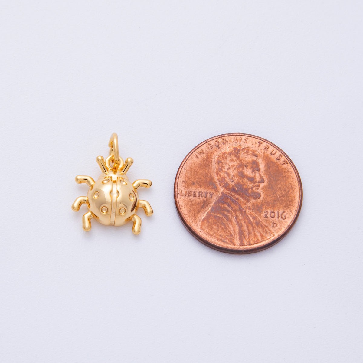 18K Gold Filled 12.5mm Ladybug Insect Multidimensional 3D Mini Charm | Charms - 00120 - DLUXCA