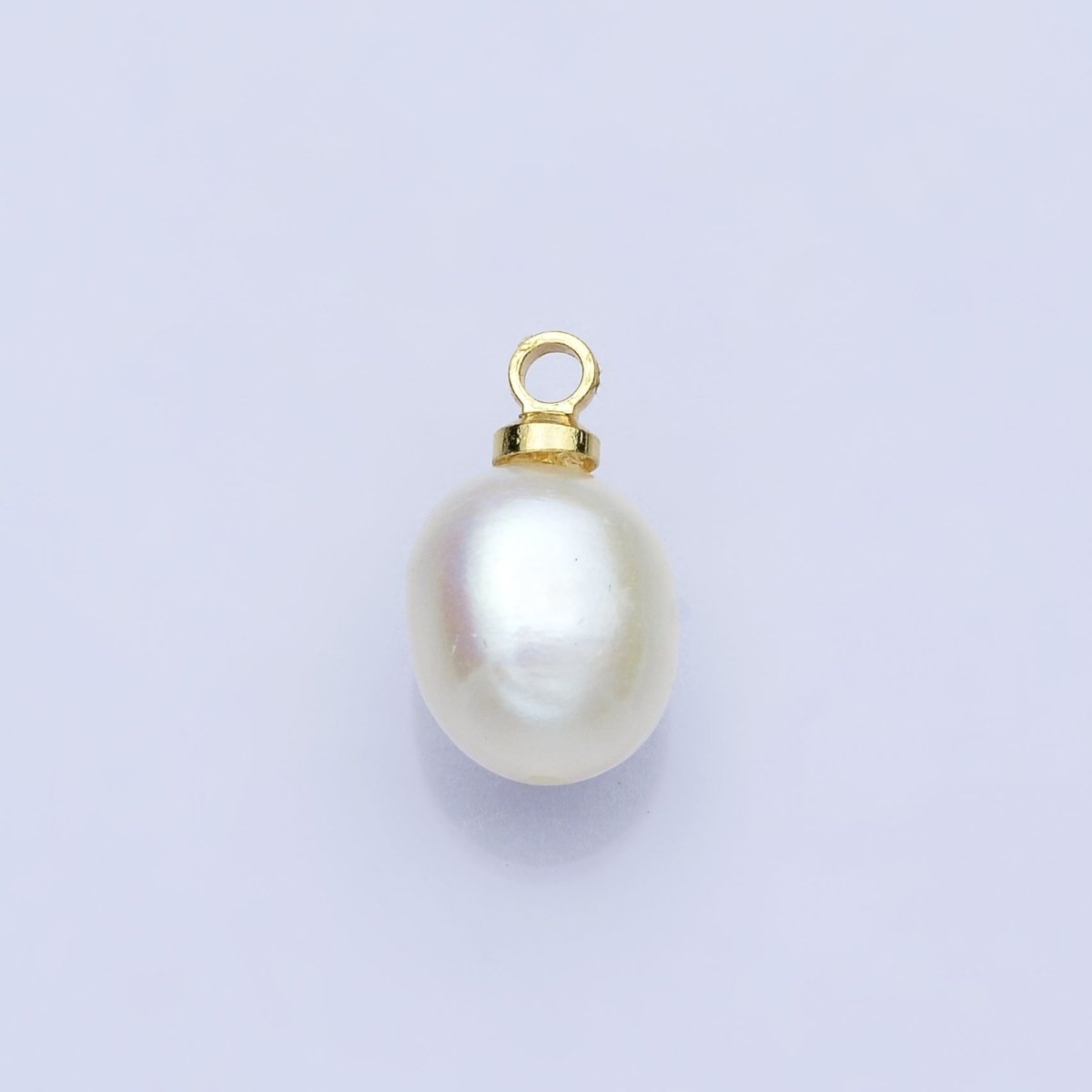 18K Gold Filled 12.5mm Shell Pearl Oval Button Charm | P1618 - DLUXCA