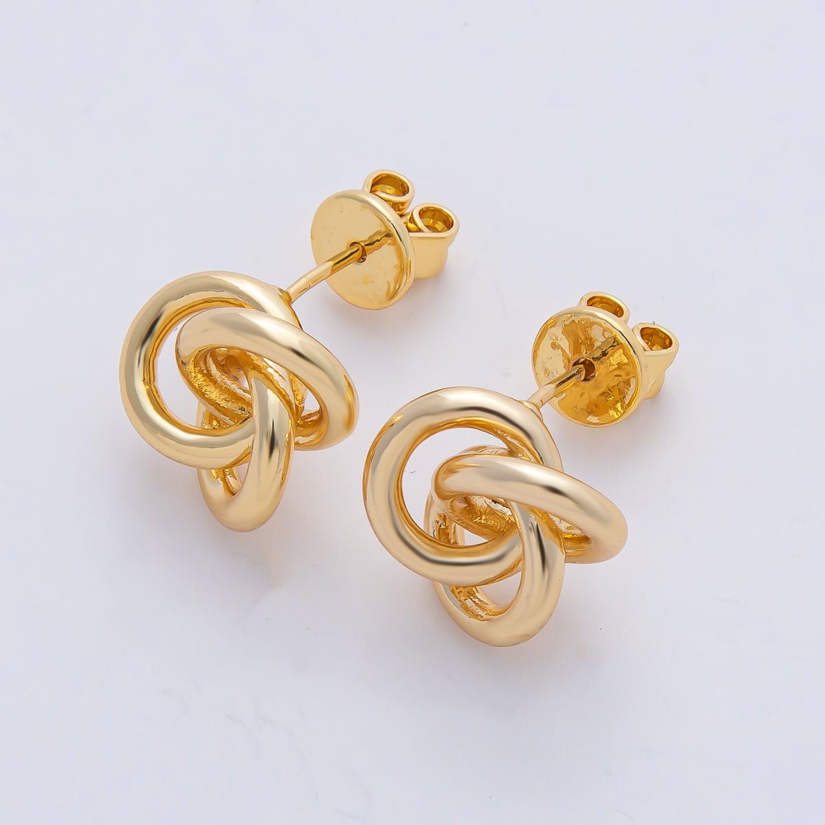18K Gold Filled 12.7mm Multiple Knot Geometric Stud Earrings | AD1666 - DLUXCA