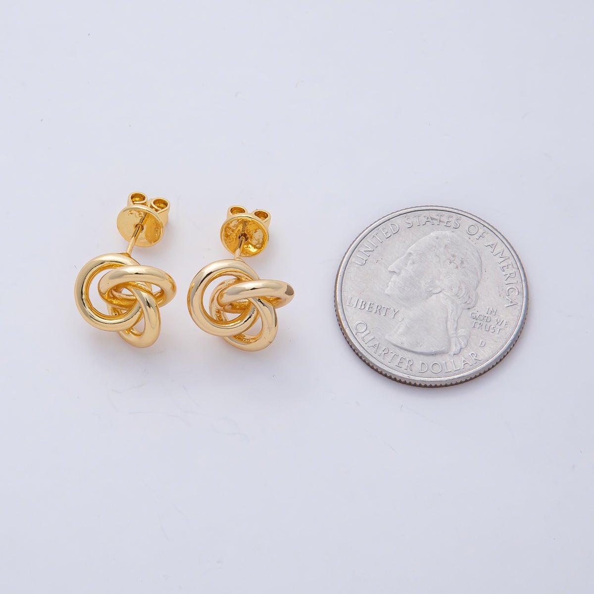 18K Gold Filled 12.7mm Multiple Knot Geometric Stud Earrings | AD1666 - DLUXCA