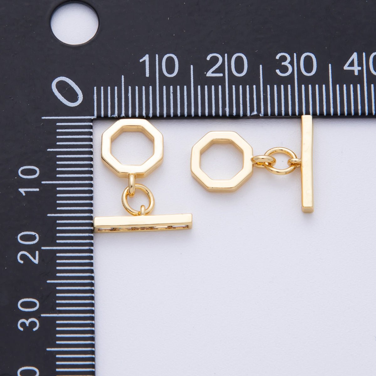 18K Gold Filled 12mm Baguette CZ Hexagon Toggle Clasps Closure in Gold & Silver | FINDINGS - 00001 - 00002 - DLUXCA