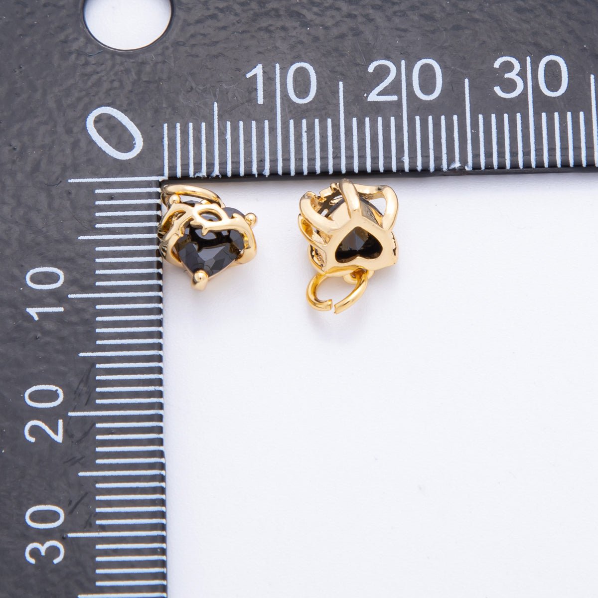 18K Gold Filled 12mm Black Heart - Shaped CZ Twisted in Vine Charm in Gold & Silver | C707 - DLUXCA