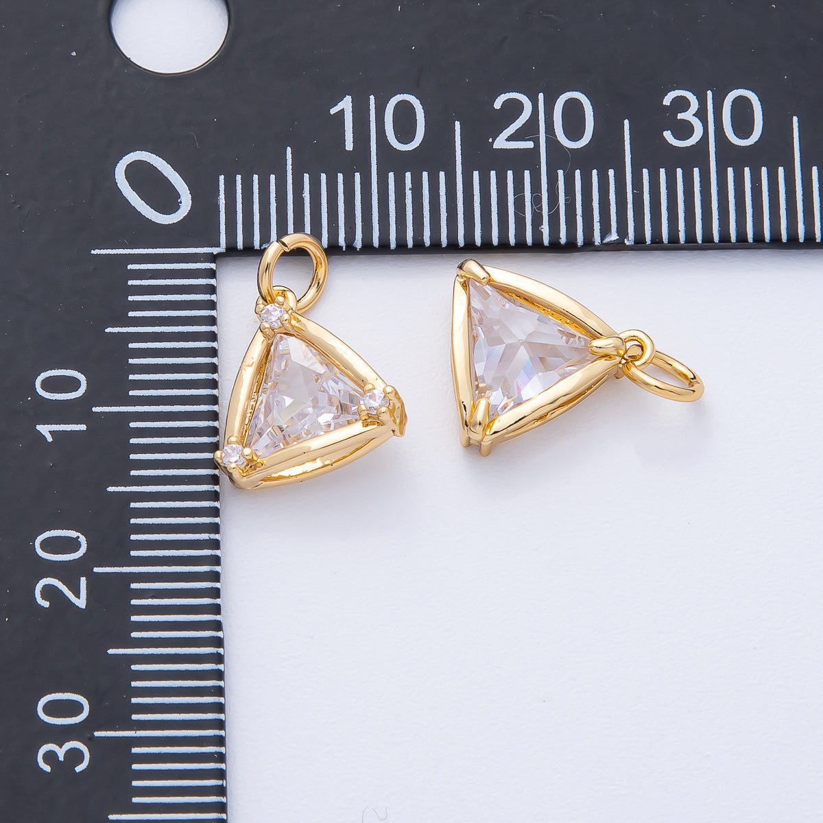 18K Gold Filled 12mm Clear CZ Triangle Mini Solitaire Charm | AK191 - DLUXCA