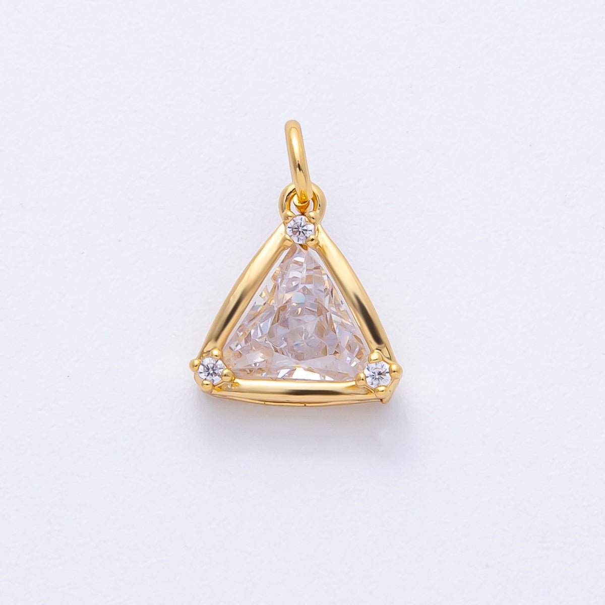 18K Gold Filled 12mm Clear CZ Triangle Mini Solitaire Charm | AK191 - DLUXCA