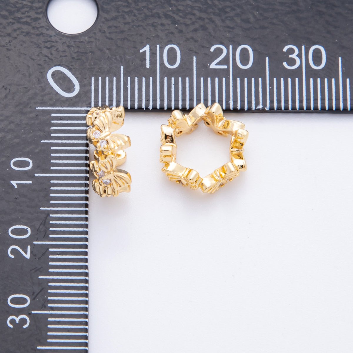 18K Gold Filled 12mm CZ Butterfly Thin Rondelle Bead Spacer | AF1039 - DLUXCA