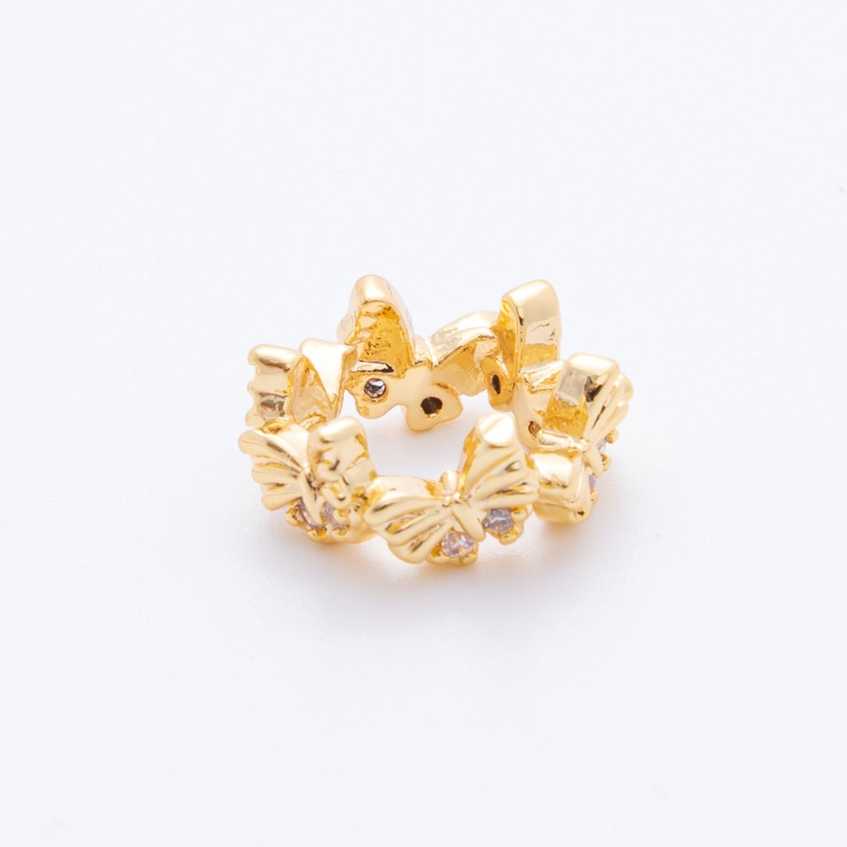 18K Gold Filled 12mm CZ Butterfly Thin Rondelle Bead Spacer | AF1039 - DLUXCA