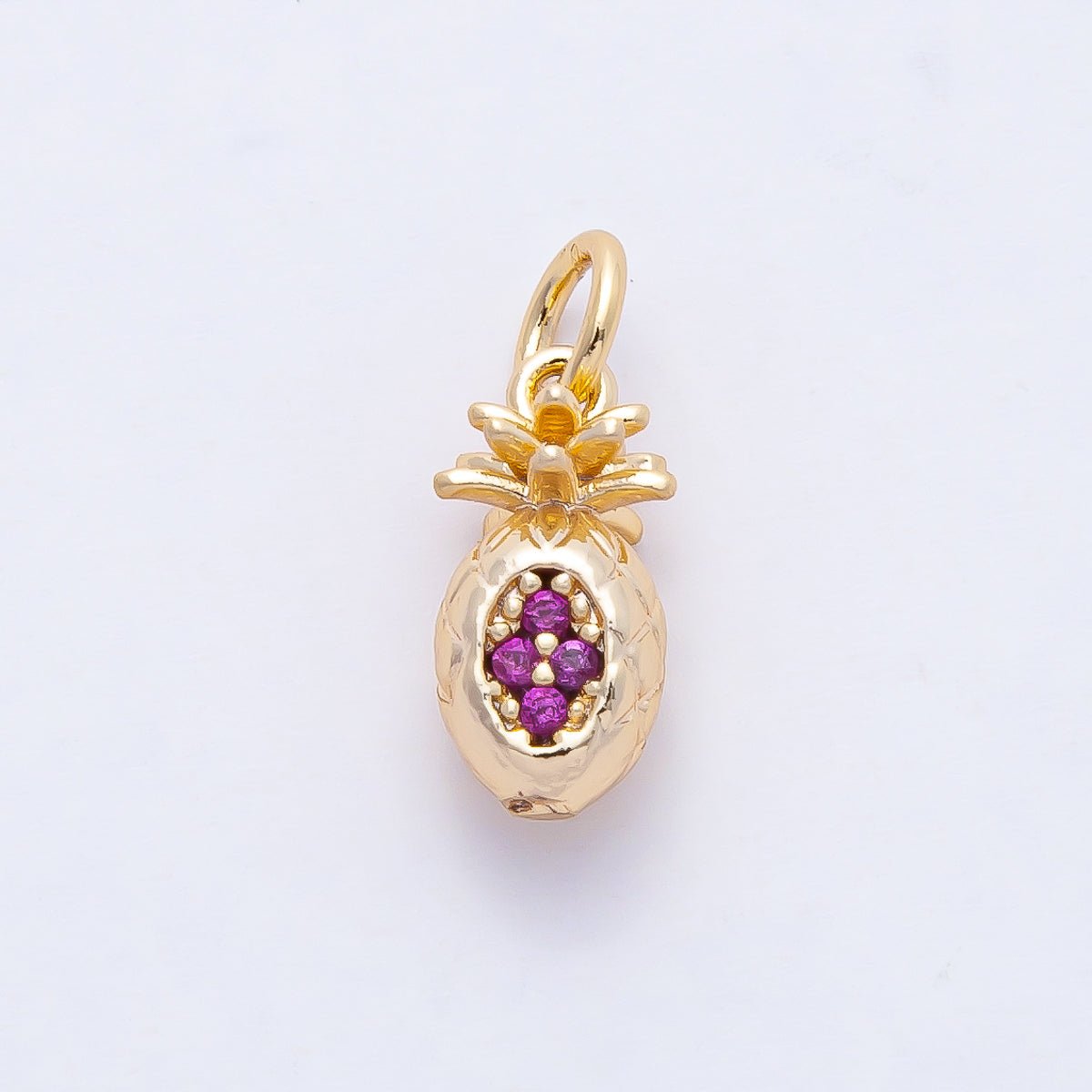 18K Gold Filled 12mm Fuchsia Tropical Pineapple Fruit Charm | AF1462 - DLUXCA