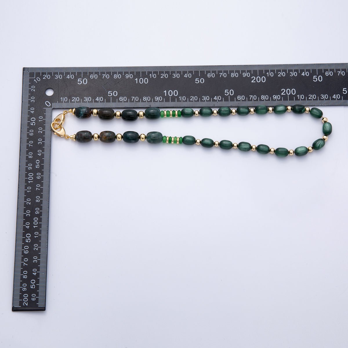 18K Gold Filled 12mm Green Aventurine Pebble Round Bead 19.5 Inch Necklace | WA - 04136 - DLUXCA