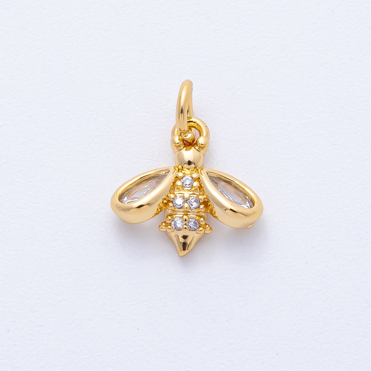 18K Gold Filled 12mm Micro Paved CZ Bumble Bee Insect Mini Charm | AK165 - DLUXCA