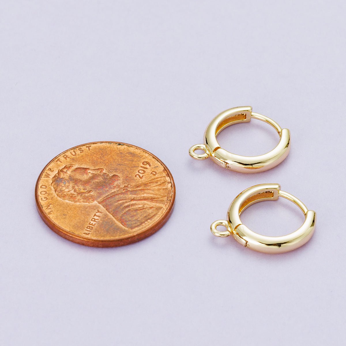 18K Gold Filled 12mm Open Loop Drop Huggie Earrings in Gold & Silver | Findings - 00088 Findings - 00089 - DLUXCA