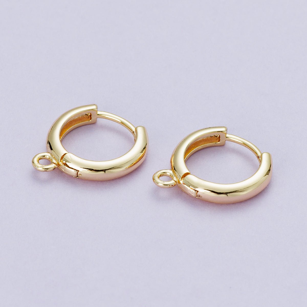 18K Gold Filled 12mm Open Loop Drop Huggie Earrings in Gold & Silver | Findings - 00088 Findings - 00089 - DLUXCA