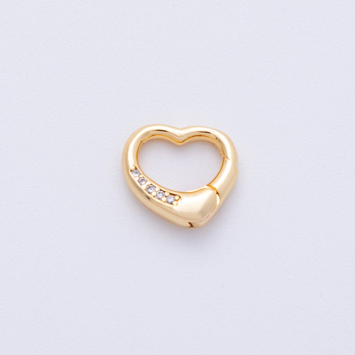 18K Gold Filled 12mm Push Gate Heart CZ Minimalist Finding | Findings - 400001 - DLUXCA