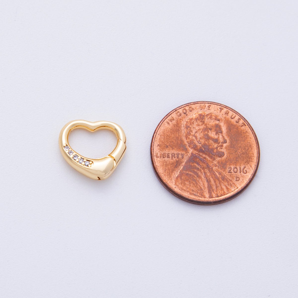 18K Gold Filled 12mm Push Gate Heart CZ Minimalist Finding | Findings - 400001 - DLUXCA