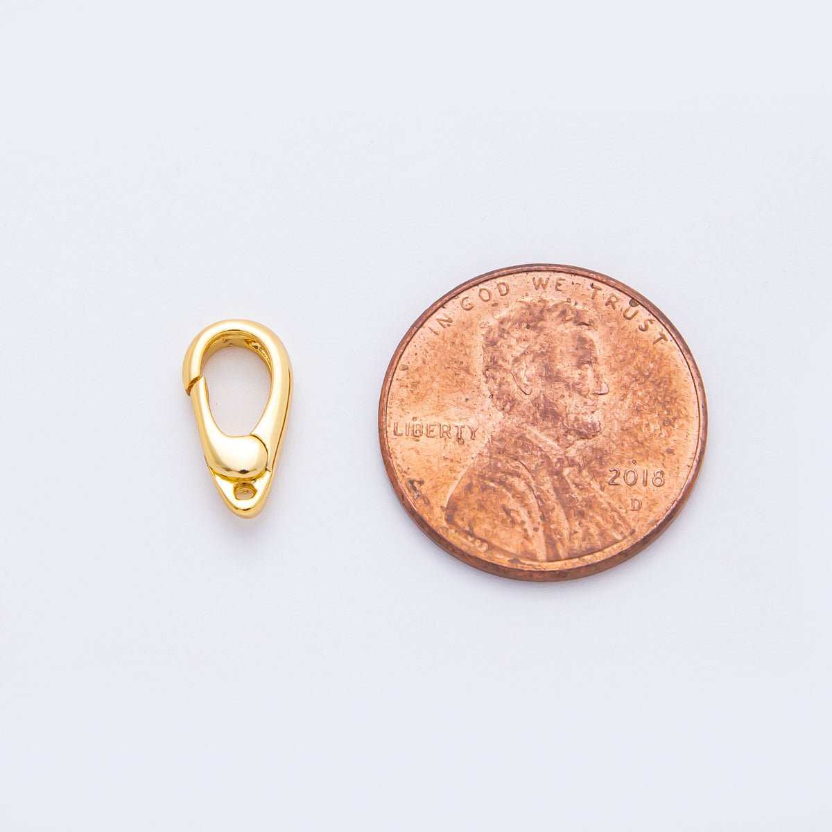 18K Gold Filled 12mm Tiny Oval Push Gate Clasp with Small Hole Charm Finding | Z1410 - DLUXCA