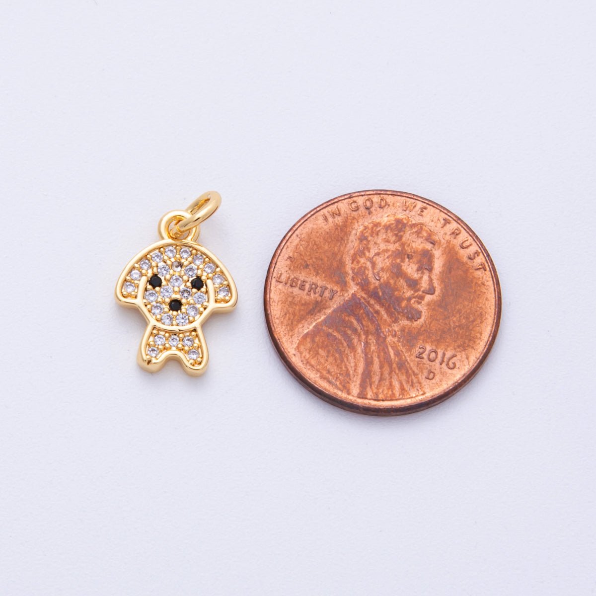 18K Gold Filled 13.5mm Micro Paved CZ Dog Pet Animal Charms | Charms - 00106 - DLUXCA