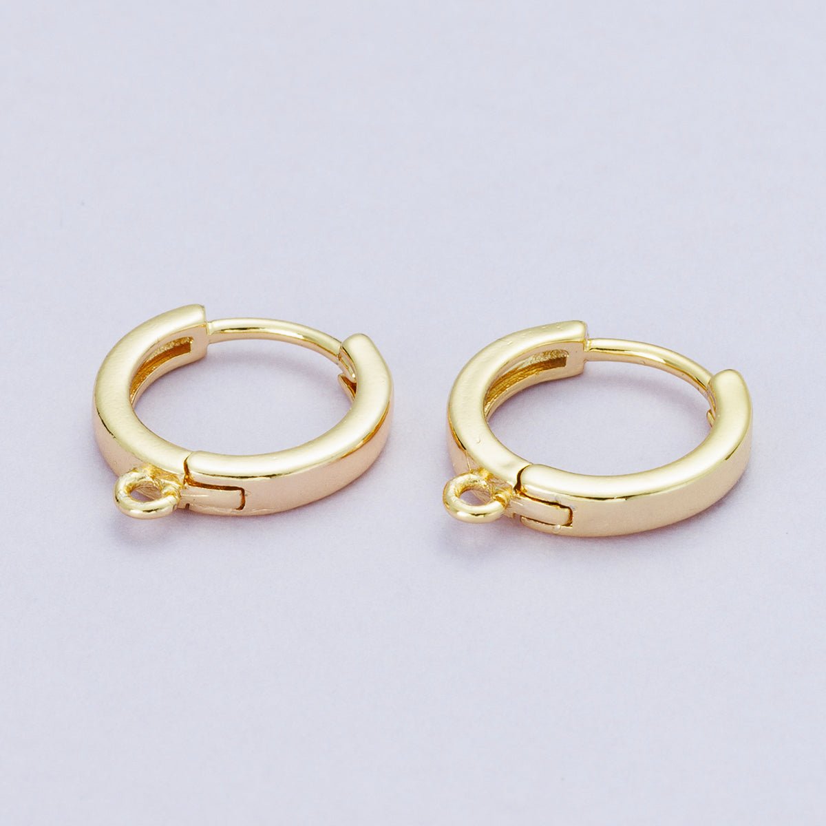 18K Gold Filled 13.5mm Minimalist Open Loop Drop Huggie Earrings in Gold & Silver | Findings - 00106 Findings - 00107 - DLUXCA