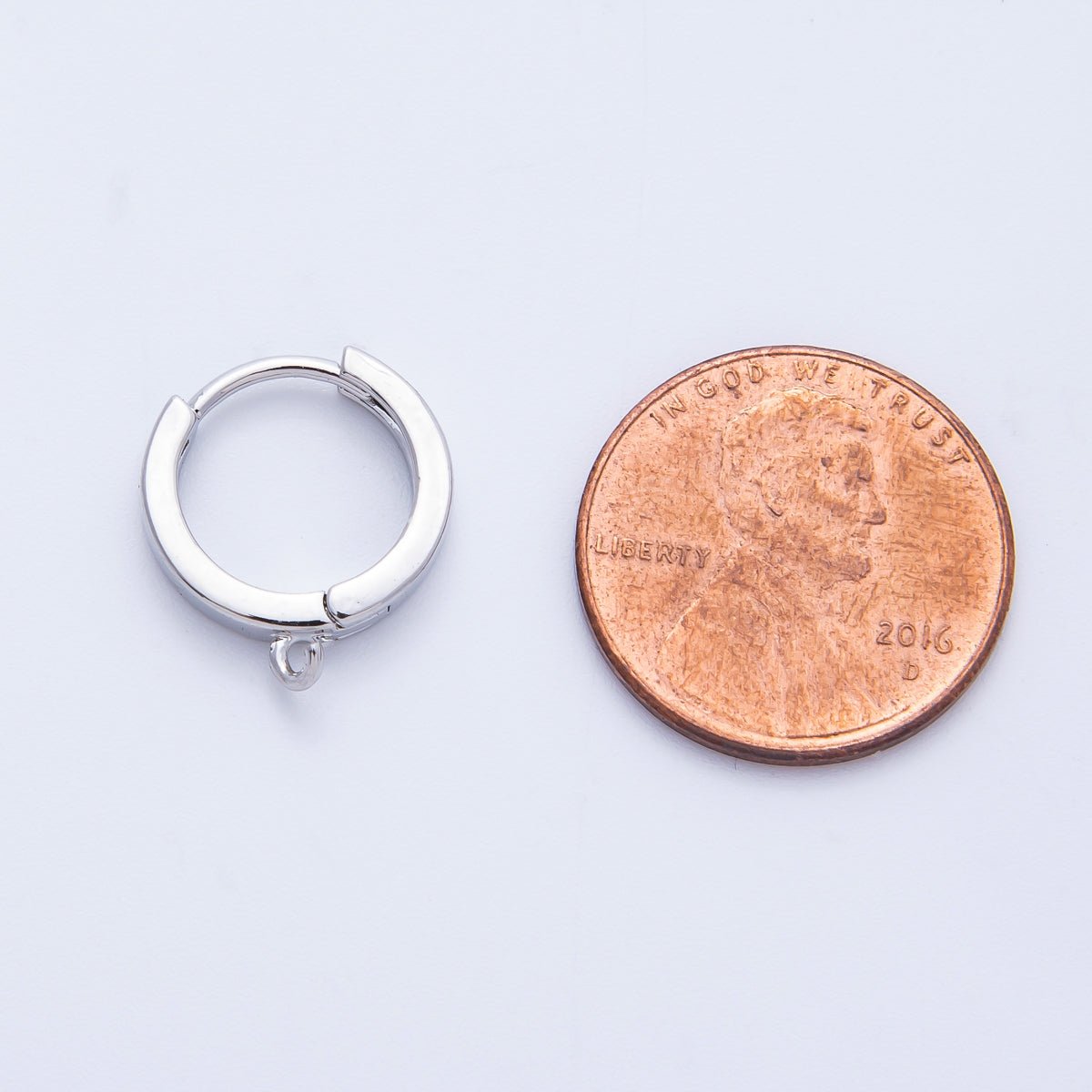 18K Gold Filled 13.5mm Minimalist Open Loop Drop Huggie Earrings in Gold & Silver | Findings - 00106 Findings - 00107 - DLUXCA