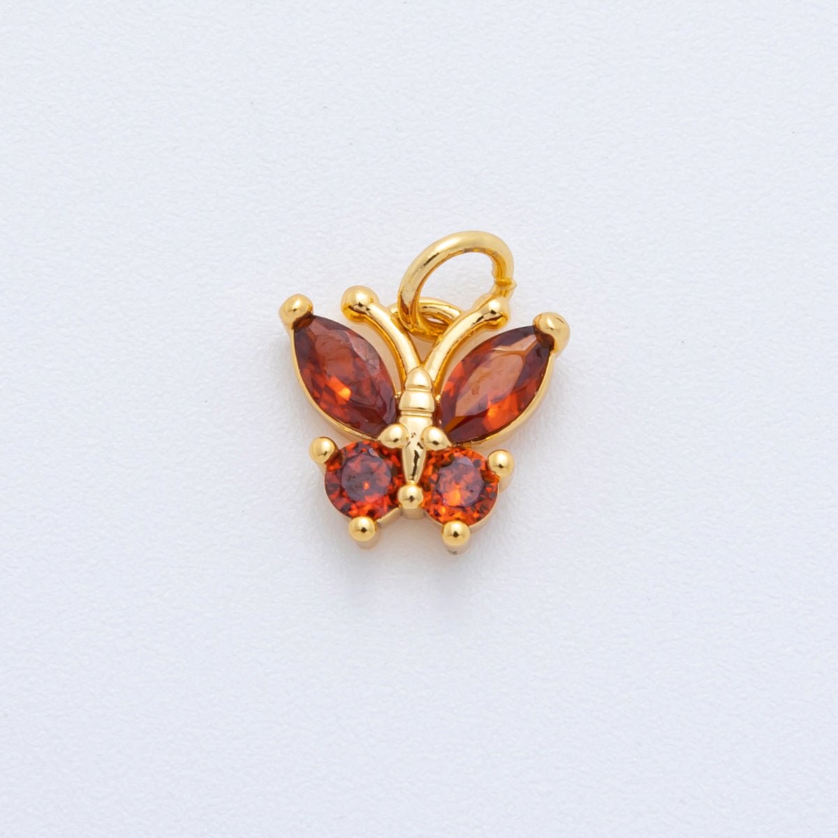 18K Gold Filled 13.5mm Purple, Red CZ Butterfly Insect Mini Charm | C538 - DLUXCA