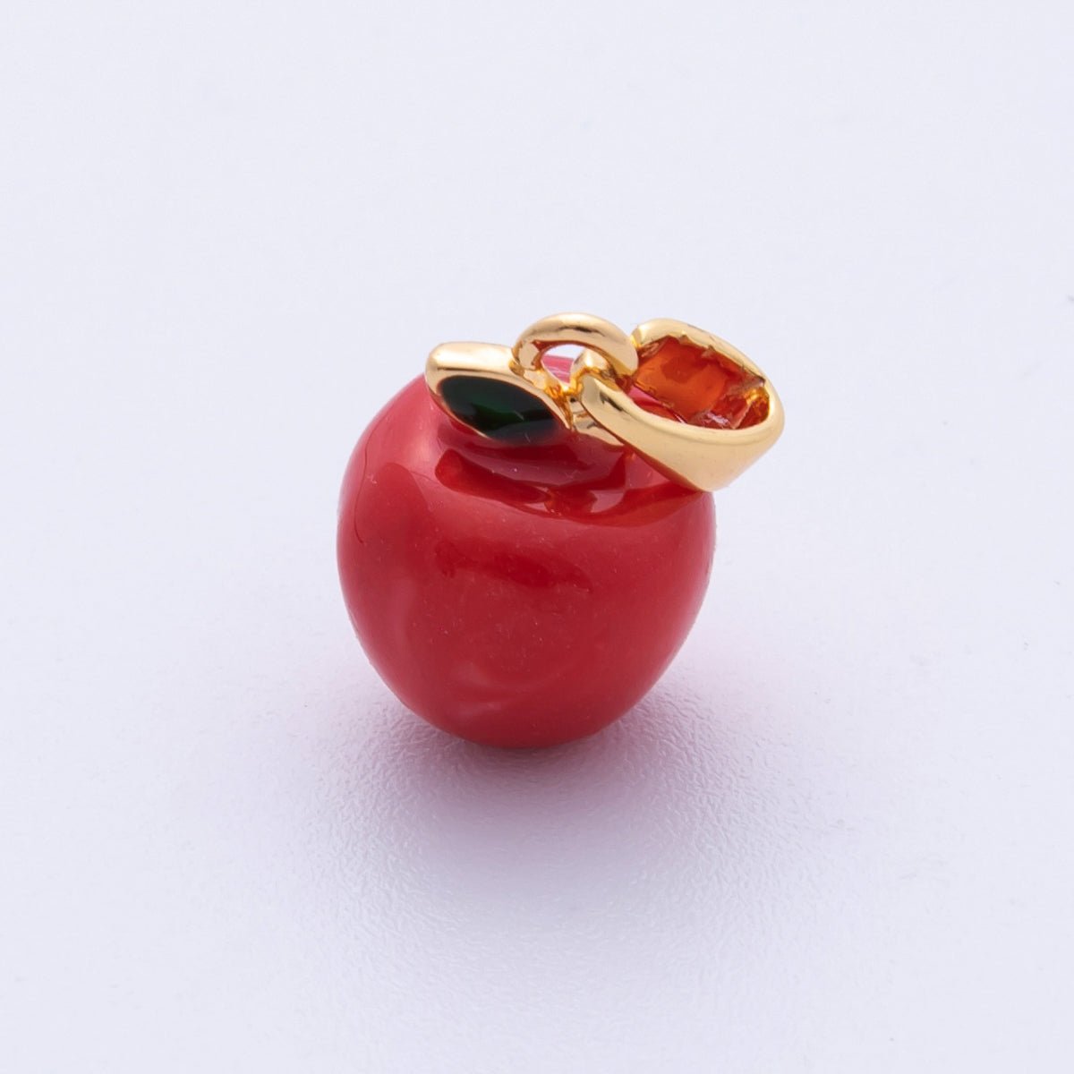 18K Gold Filled 13.5mm Red Apple Fruit 3D Multidimensional Pendant | Charms - 00115 - DLUXCA