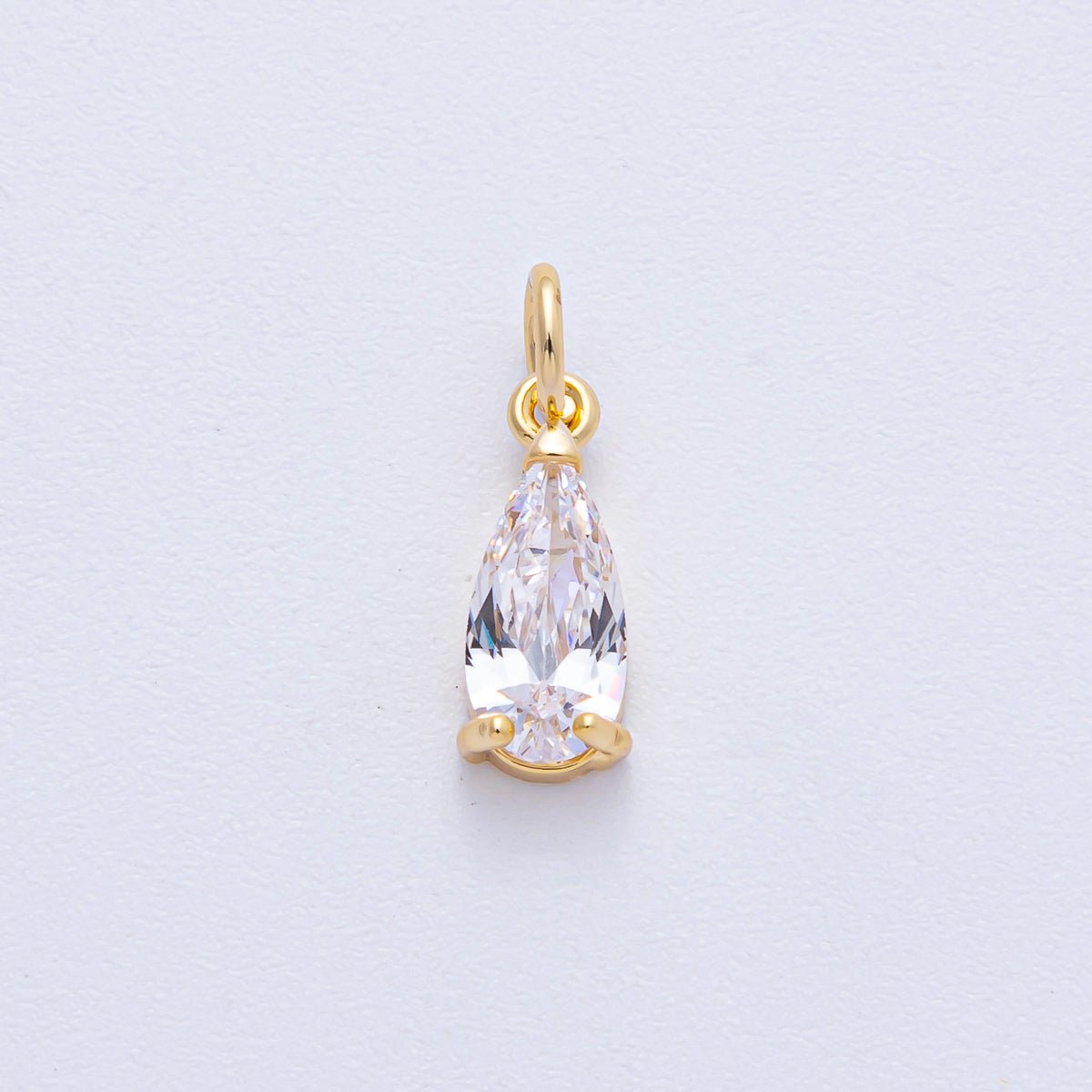 18K Gold Filled 13mm Clear CZ Teardrop Mini Charm | AK031 - DLUXCA