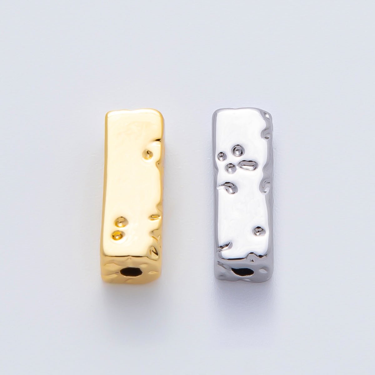 18K Gold Filled 13mm Freeform Cube Spacer Bead in Gold & Silver | B026 - DLUXCA