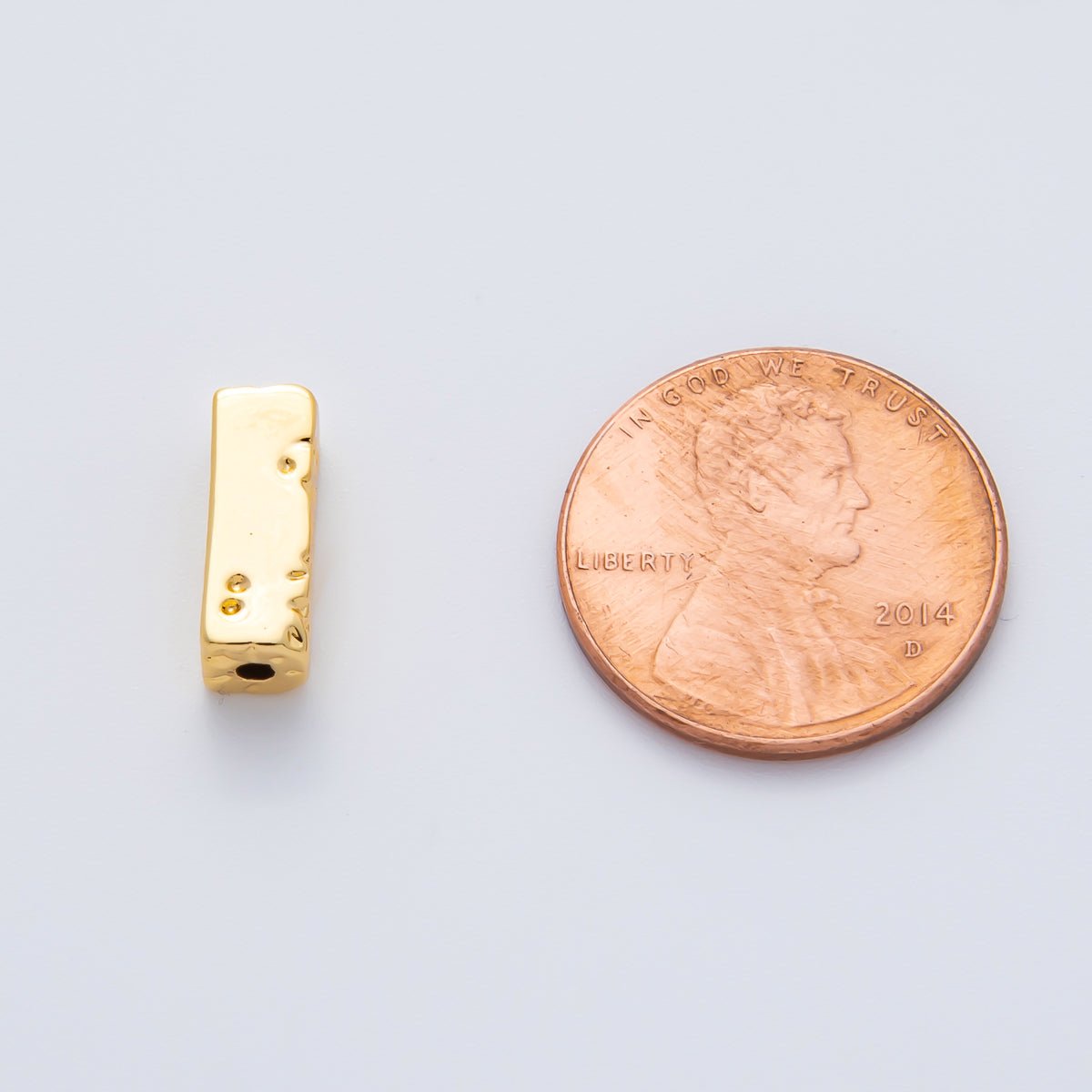 18K Gold Filled 13mm Freeform Cube Spacer Bead in Gold & Silver | B026 - DLUXCA