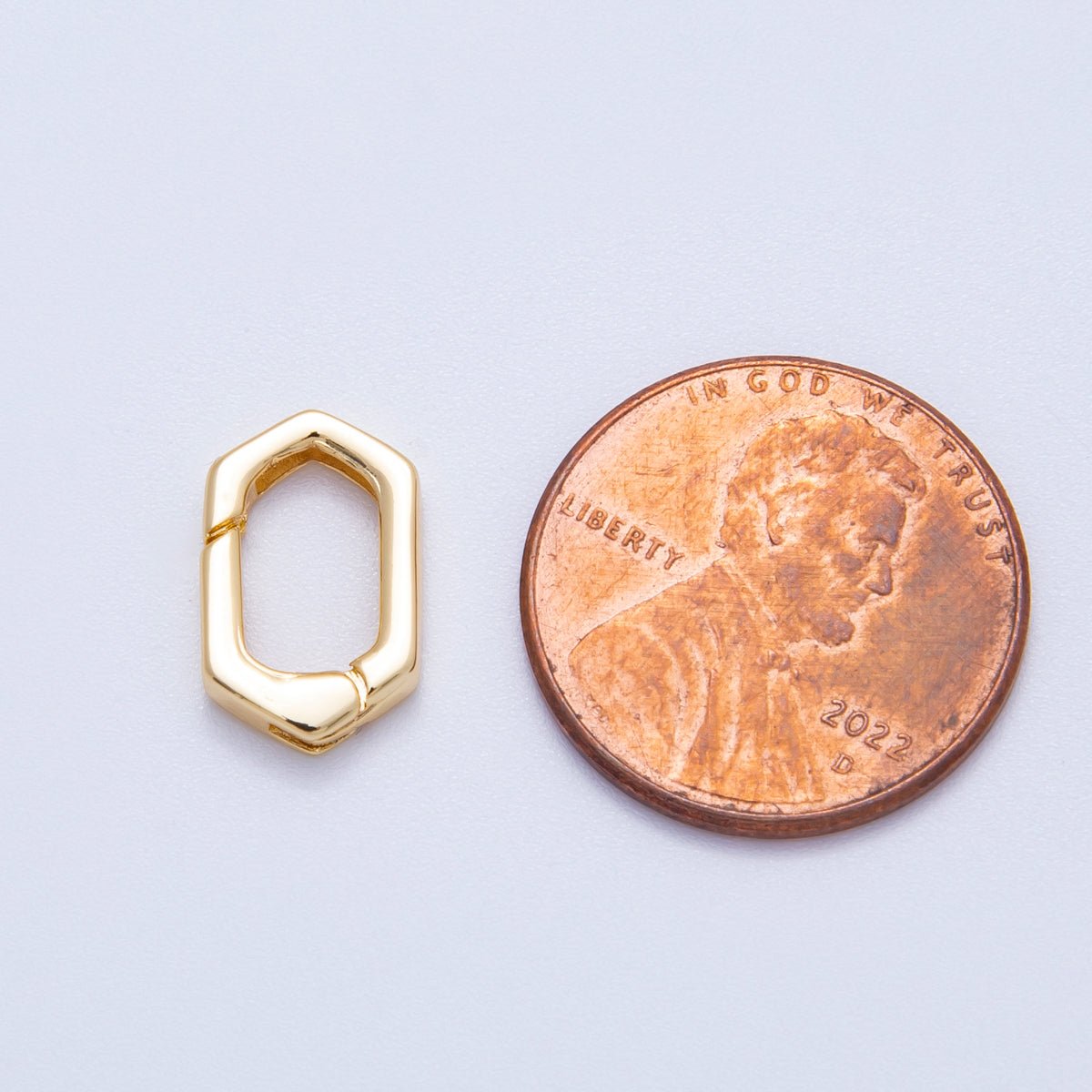 18K Gold Filled 13mm Hexagonal Minimalist Push Gate Closure | Findings - 00122 - DLUXCA