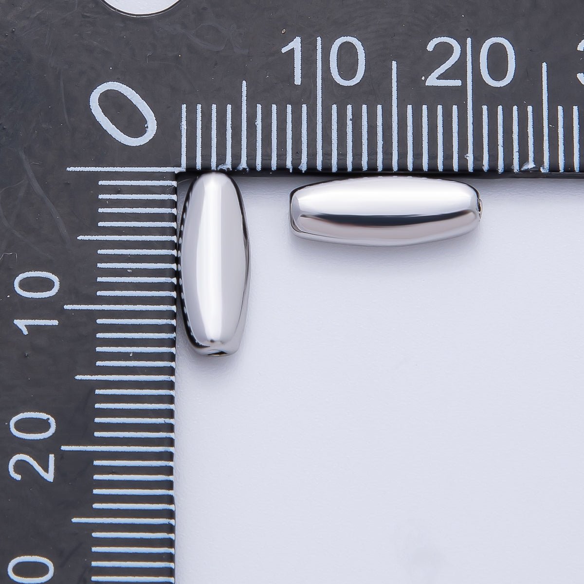 18K Gold Filled 13mm Long Oval Rice - Shaped Spacer Bead in Gold & Silver | B025 - DLUXCA