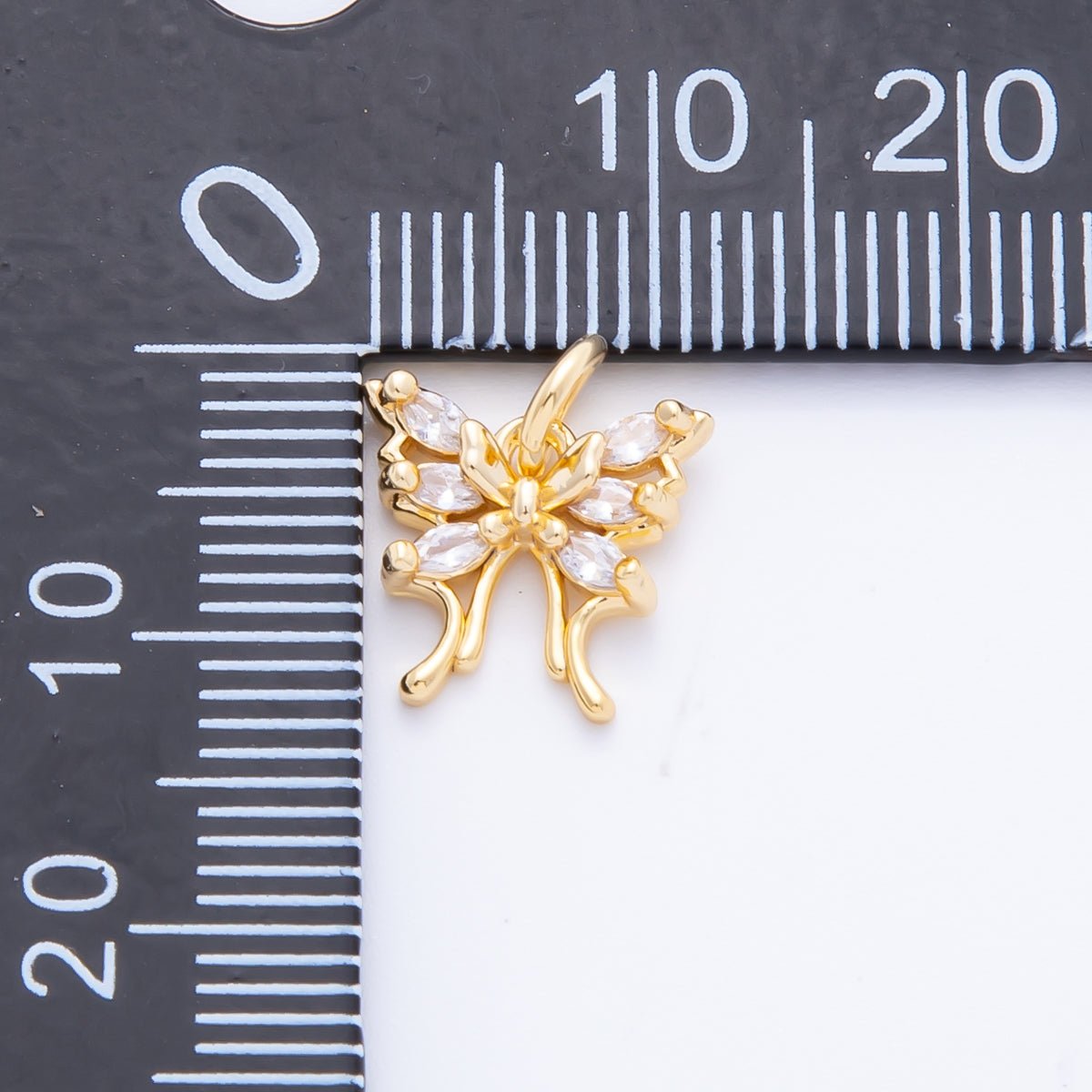 18K Gold Filled 13mm Marquise CZ Butterfly Charm | AF818 - DLUXCA