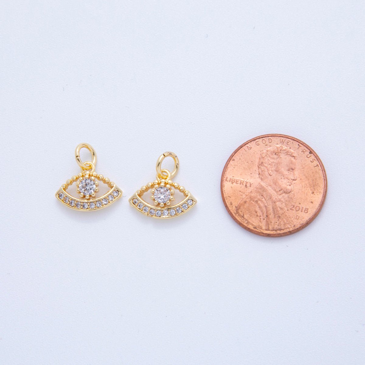 18K Gold Filled 13mm Micro Paved CZ Mystic Iris Evil Eye Charm | AF806 - DLUXCA