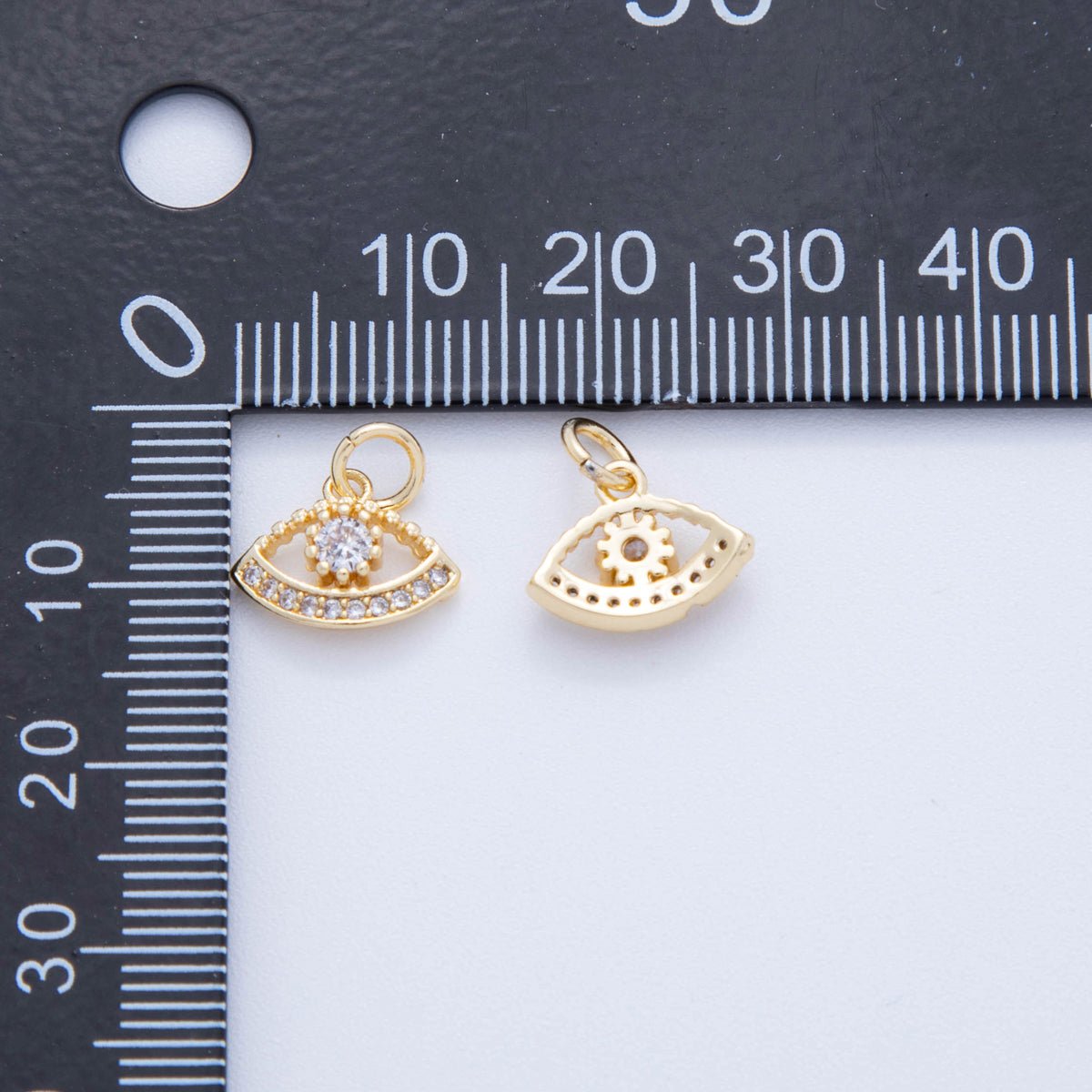 18K Gold Filled 13mm Micro Paved CZ Mystic Iris Evil Eye Charm | AF806 - DLUXCA