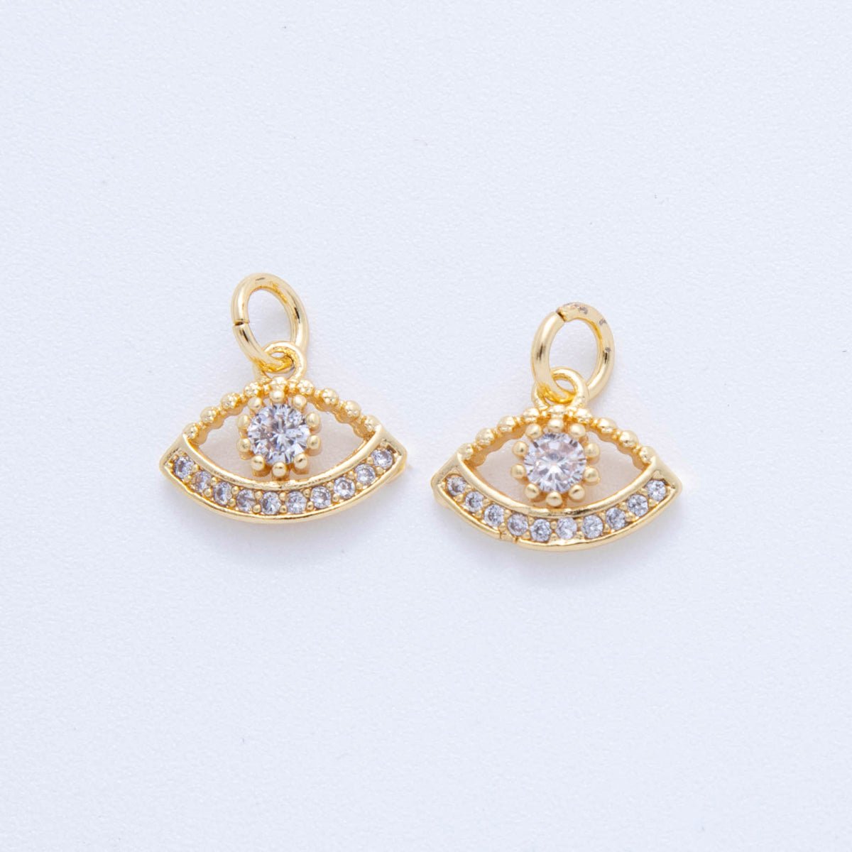 18K Gold Filled 13mm Micro Paved CZ Mystic Iris Evil Eye Charm | AF806 - DLUXCA