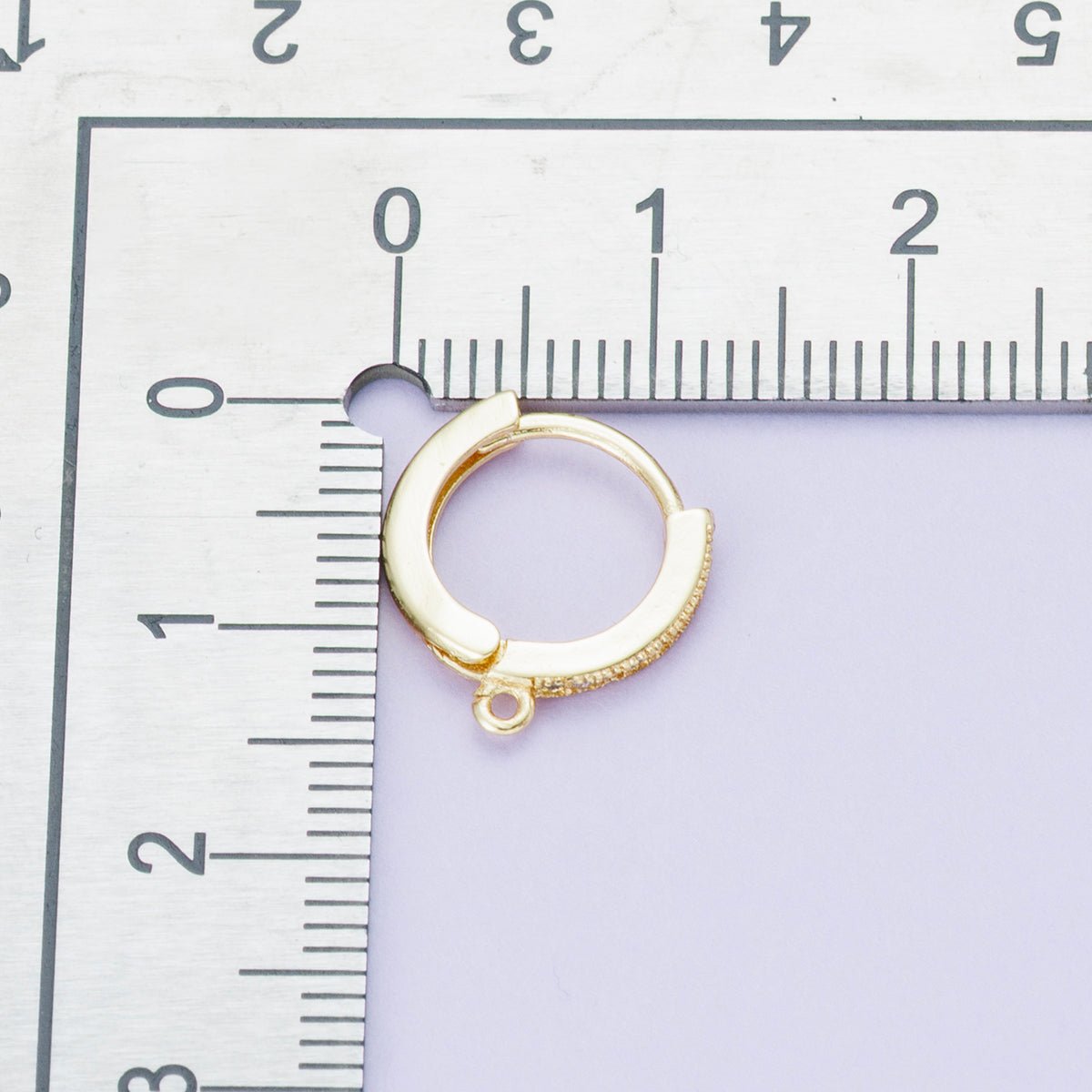 18K Gold Filled 13mm Micro Paved CZ Open Loop Drop Huggie Earrings | Findings - 00104 - DLUXCA