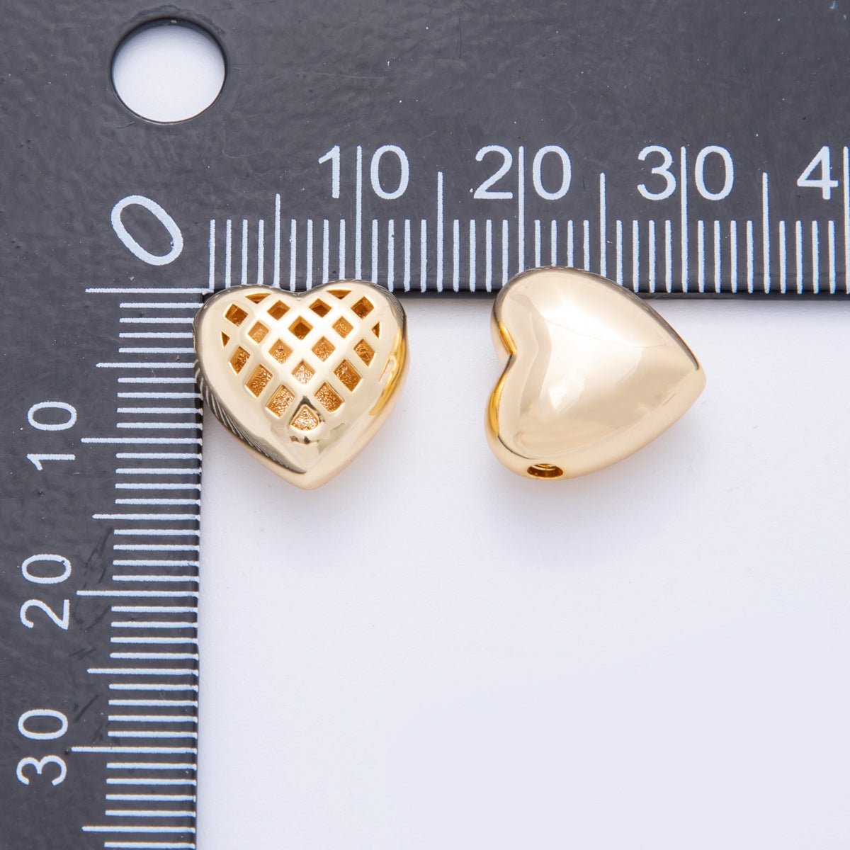 18K Gold Filled 13mm Minimalist Filigree Heart Bead | AF1046 - DLUXCA